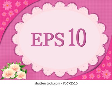 Lace frame with pink flowers, file illustration eps10.