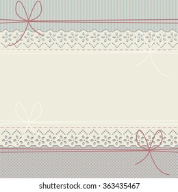 Lace frame with polka dots and lines. Stylish template can be used for greeting card, cover, invitation, baby shower card and more creative designs.