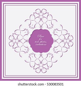 Lace frame square shape. Cut paper. Beautiful design. Vector illustration