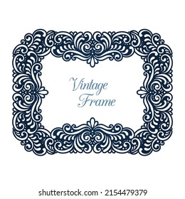 Lace frame in Victorian style, Vintage decor element, sutable for cutting, vector.