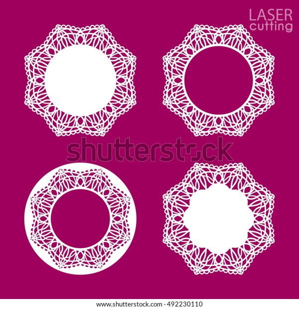 Lace frames collection. Abstract frames with\
flowers, vector ornament, vintage frame. May be used for laser\
cutting. Photo frames for paper cutting. Round paper doily to\
decorate the cake.