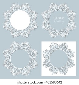 Lace frames collection. Abstract frames with swirls, vector ornament, vintage frames. May be used for lasercutting. Laser cut vector frame. Photo frame for paper cutting. Wedding card element.
