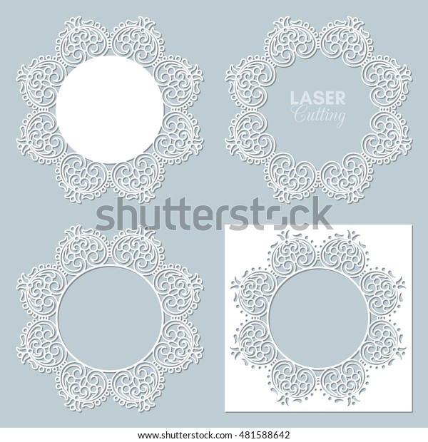 Lace frames collection. Abstract frames with\
swirls, vector ornament, vintage frames. May be used for\
lasercutting. Laser cut vector frame. Photo frame for paper\
cutting. Wedding card\
element.