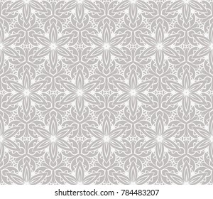 lace geometric floral ornament. luxury fashion seamless pattern. vector illustration. silver grey color