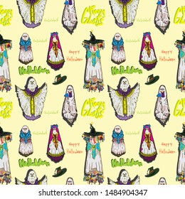 Lace ghosts for Halloween wallpaper.