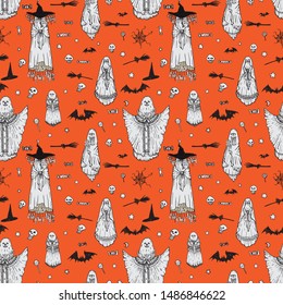 Lace ghosts for Halloween wallpaper.