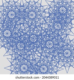 Lace Grey Pastel Calm Cold Mystery Luxury Vintage Pattern. Stars Dark Silver Print Frost Ornamental Winter Chaotic Wallpaper. Blue Light White Folk Complicated Ice Indigo Mandala Background.