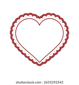 Lace Heart Frame with Empty Center on White