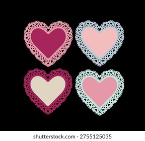Lace Heart Frames Vector Set