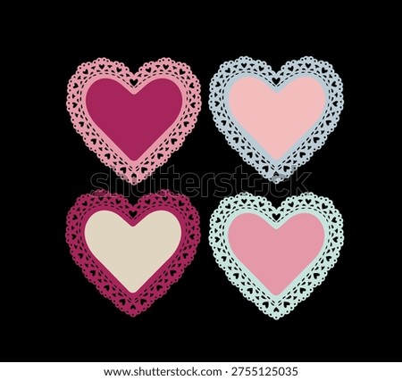 Lace Heart Frames Vector Set