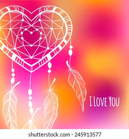 lace heart shape dream catcher valentines day card