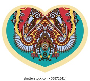 lace heart shape with ethnic floral paisley design for Valentine day, wedding invitation, love design, vector illustration