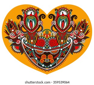 lace heart shape with ethnic floral paisley design for Valentine day, wedding invitation, love design, vector illustration