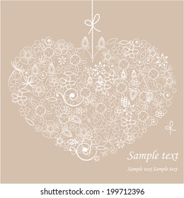 Lace heart shaped vector