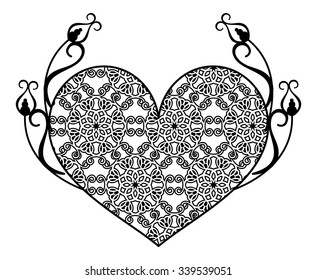 Lace heart silhouette with label