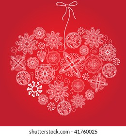 Lace heart for valentine`s card. Vector.