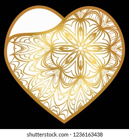 Lace Heart For Valentines Day Ornamental Design. For Plotter Cutting Or Printing, Wood, Metal. Vector Illustration.