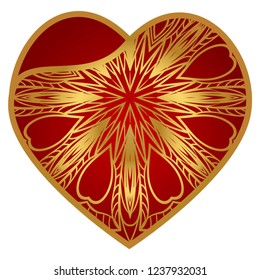 Lace Heart For Valentines Day Ornamental Design. For Plotter Cutting Or Printing, Wood, Metal. Vector Illustration.