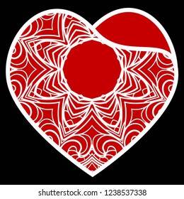 Lace Heart For Valentines Day Ornamental Design. For Plotter Cutting Or Printing, Wood, Metal. Vector Illustration.