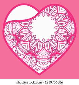 Lace Heart For Valentines Day Ornamental Design. For Plotter Cutting Or Printing, Wood, Metal. Vector Illustration.
