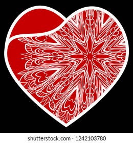 Lace Heart For Valentines Day Ornamental Design. For Plotter Cutting Or Printing, Wood, Metal. Vector Illustration.