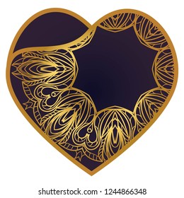 Lace Heart For Valentines Day Ornamental Design. For Plotter Cutting Or Printing, Wood, Metal. Vector Illustration.