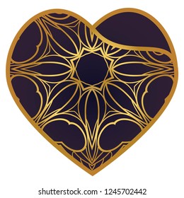 Lace Heart For Valentines Day Ornamental Design. For Plotter Cutting Or Printing, Wood, Metal. Vector Illustration.