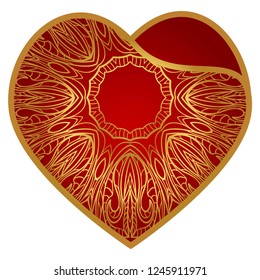Lace Heart For Valentines Day Ornamental Design. For Plotter Cutting Or Printing, Wood, Metal. Vector Illustration.