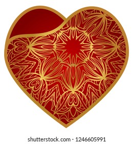 Lace Heart For Valentines Day Ornamental Design. For Plotter Cutting Or Printing, Wood, Metal. Vector Illustration.