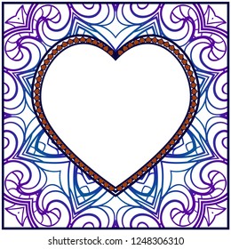 Lace Heart For Valentines Day Ornamental Design. For Printing, Wood, Metal. Vector Illustration.
