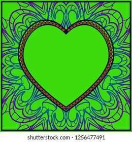 Lace Heart For Valentines Day Ornamental Design. For Printing, Wood, Metal. Vector Illustration.