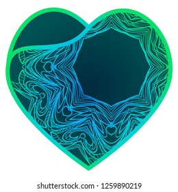 Lace Heart For Valentines Day Ornamental Design. For Printing, Wood, Metal. Vector Illustration.