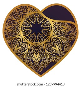 Lace Heart For Valentines Day Ornamental Design. For Plotter Cutting Or Printing, Wood, Metal. Vector Illustration.