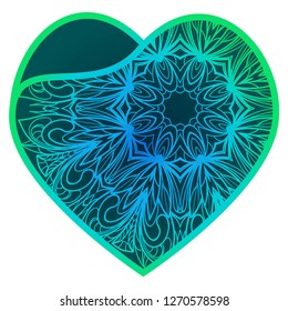 Lace Heart For Valentines Day Ornamental Design. For Printing, Wood, Metal. Vector Illustration.