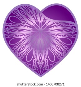 Lace Heart For Valentines Day Ornamental Design. For Plotter Cutting Or Printing, Wood, Metal. Vector Illustration