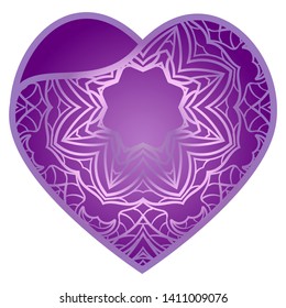 Lace Heart For Valentines Day Ornamental Design. For Plotter Cutting Or Printing, Wood, Metal. Vector Illustration