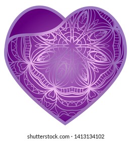 Lace Heart For Valentines Day Ornamental Design. For Plotter Cutting Or Printing, Wood, Metal. Vector Illustration