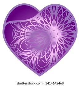 Lace Heart For Valentines Day Ornamental Design. For Plotter Cutting Or Printing, Wood, Metal. Vector Illustration