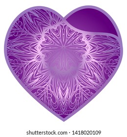 Lace Heart For Valentines Day Ornamental Design. For Plotter Cutting Or Printing, Wood, Metal. Vector Illustration