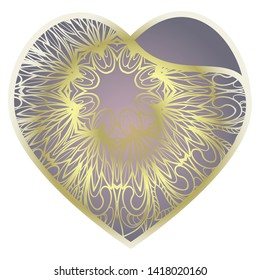 Lace Heart For Valentines Day Ornamental Design. For Plotter Cutting Or Printing, Wood, Metal. Vector Illustration