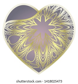 Lace Heart For Valentines Day Ornamental Design. For Plotter Cutting Or Printing, Wood, Metal. Vector Illustration