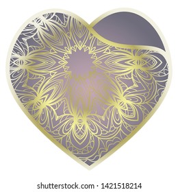 Lace Heart For Valentines Day Ornamental Design. For Plotter Cutting Or Printing, Wood, Metal. Vector Illustration