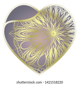 Lace Heart For Valentines Day Ornamental Design. For Plotter Cutting Or Printing, Wood, Metal. Vector Illustration