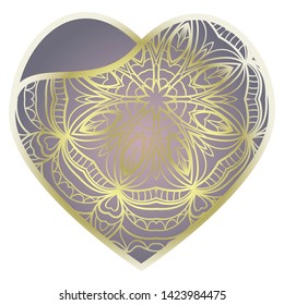 Lace Heart For Valentines Day Ornamental Design. For Plotter Cutting Or Printing, Wood, Metal. Vector Illustration