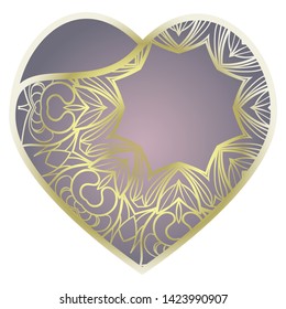 Lace Heart For Valentines Day Ornamental Design. For Plotter Cutting Or Printing, Wood, Metal. Vector Illustration