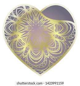 Lace Heart For Valentines Day Ornamental Design. For Plotter Cutting Or Printing, Wood, Metal. Vector Illustration