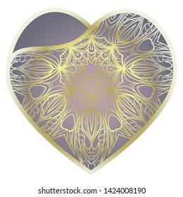 Lace Heart For Valentines Day Ornamental Design. For Plotter Cutting Or Printing, Wood, Metal. Vector Illustration