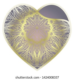 Lace Heart For Valentines Day Ornamental Design. For Plotter Cutting Or Printing, Wood, Metal. Vector Illustration