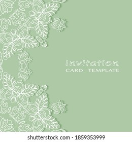 Lace Invitation Card template with mandala element. Doodle line pattern. Decorative openwork filigree art background for Wedding, Valentine's day greeting card, Birthday Invitation