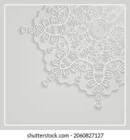 Lace Invitation Card template with mandala element. Doodle line pattern. Decorative openwork filigree art background for Wedding, Valentine's day greeting card, Birthday Invitation